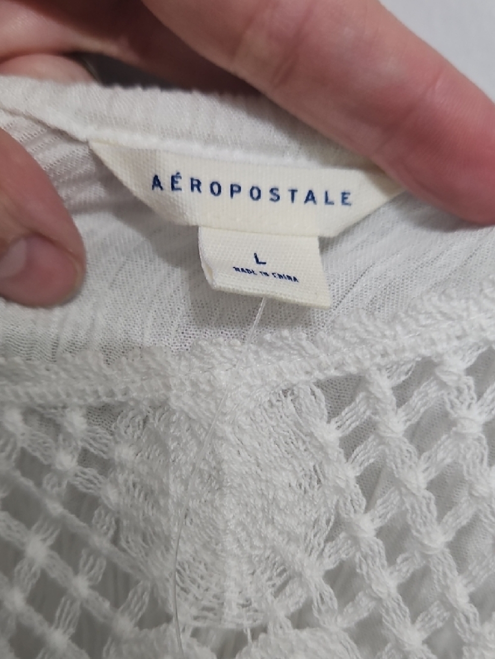 Aeropostale White Crochet Yoke Ruffle Camisole - Picture 2 of 4